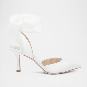 Badgley Mischka Blaze Satin Ankle Wrap Pumps Size 10 NWT